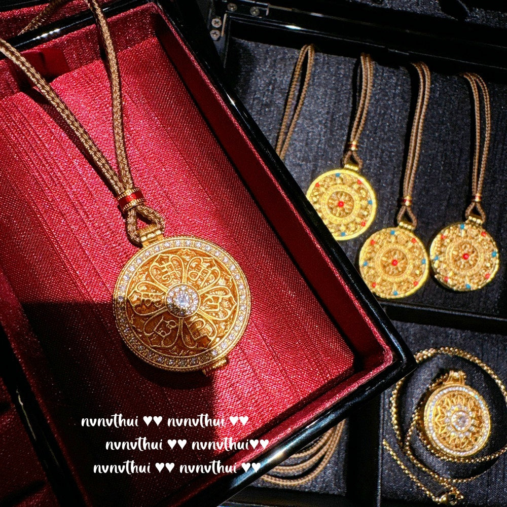 Ancient Taoist gold filigree chisel engraving vajra pestle Pixiu necklace, new Chinese style, rich woman, Pixiu copper coins stacked with pendant chain