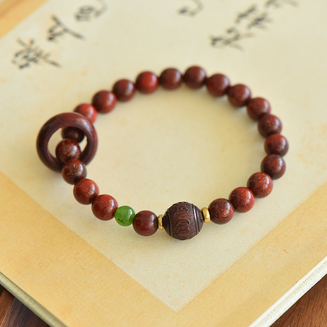 Natural lobular red sandalwood bracelet, couple bracelet, women's hand jewelry, natural jade top bead bracelet.