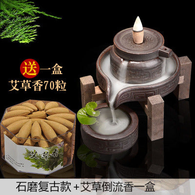 Time goes by, backflow incense burner household stone grinding Zen large tea ceremony household indoor sandalwood incense burner creative ornament