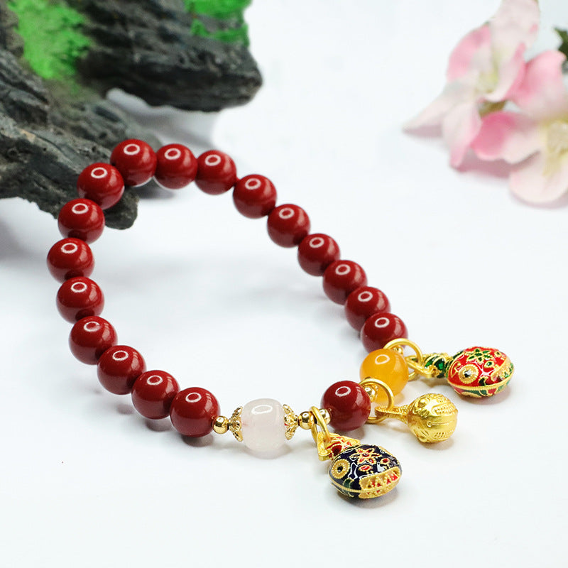 Taoist cinnabar bracelet, purple gold sand gold swallowing beast bracelet, court style jewelry.