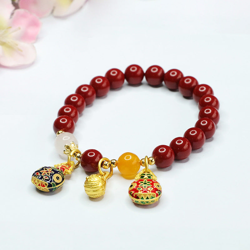 Taoist cinnabar bracelet, purple gold sand gold swallowing beast bracelet, court style jewelry.