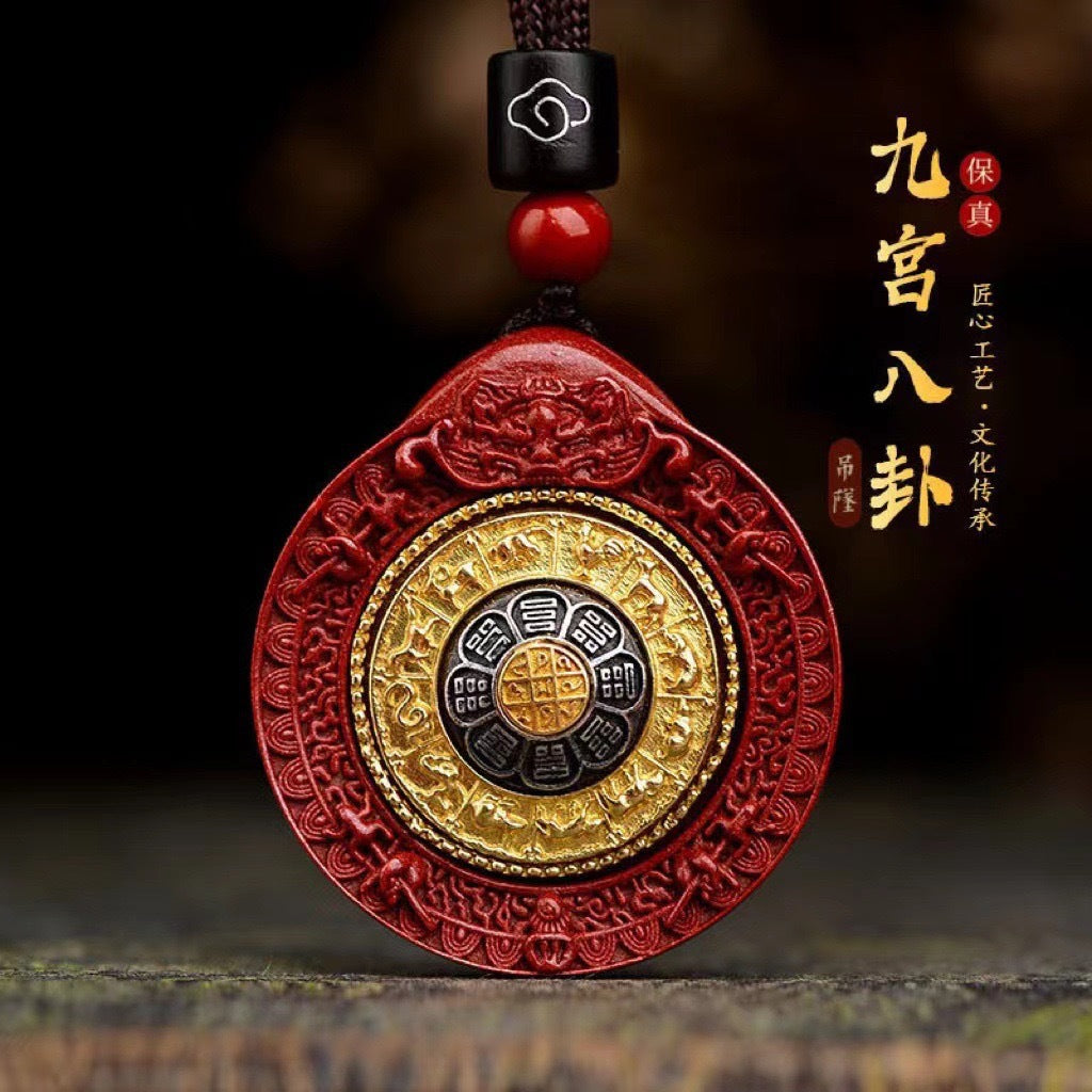 Taoist cinnabar pendant, Jiugong gossip women's model, natal year necklace, women's six-character mantra transfer bead pendant, men's wholesale