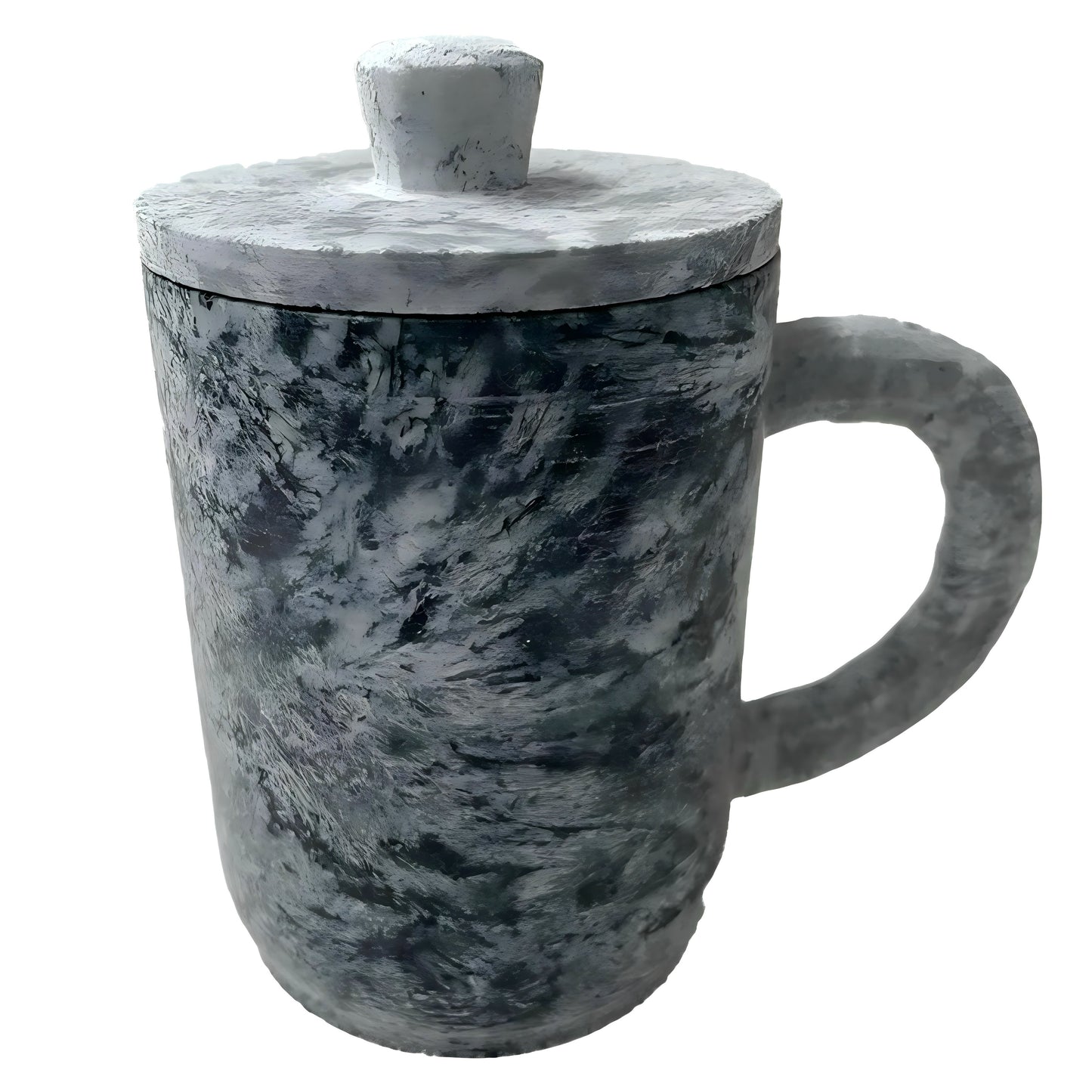 Motuo soapstone water cup stone pot water cup stone cup with lid and handle 400ml straight hair