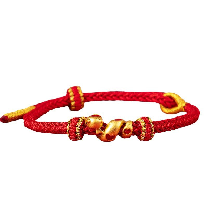 Taoist 2025 New Year of the Snake Roll Snake Bracelet Red Rope Zodiac Snake Braided Hand Rope Couple Natal Year Gift Accessories