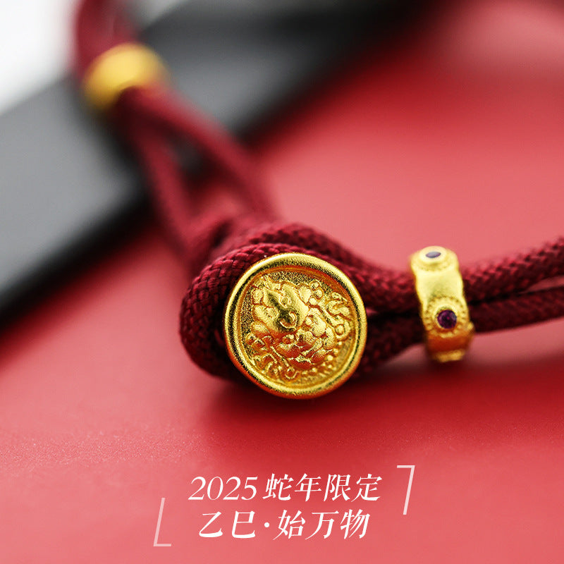 Taoist Year of the Snake limited bracelet slightly inlaid with ancient method rolled snake plate snake female zodiac snake natal year red rope bracelet for girlfriend