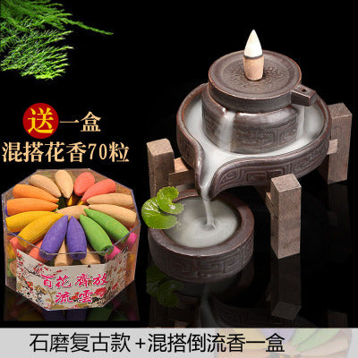 Time goes by, backflow incense burner household stone grinding Zen large tea ceremony household indoor sandalwood incense burner creative ornament