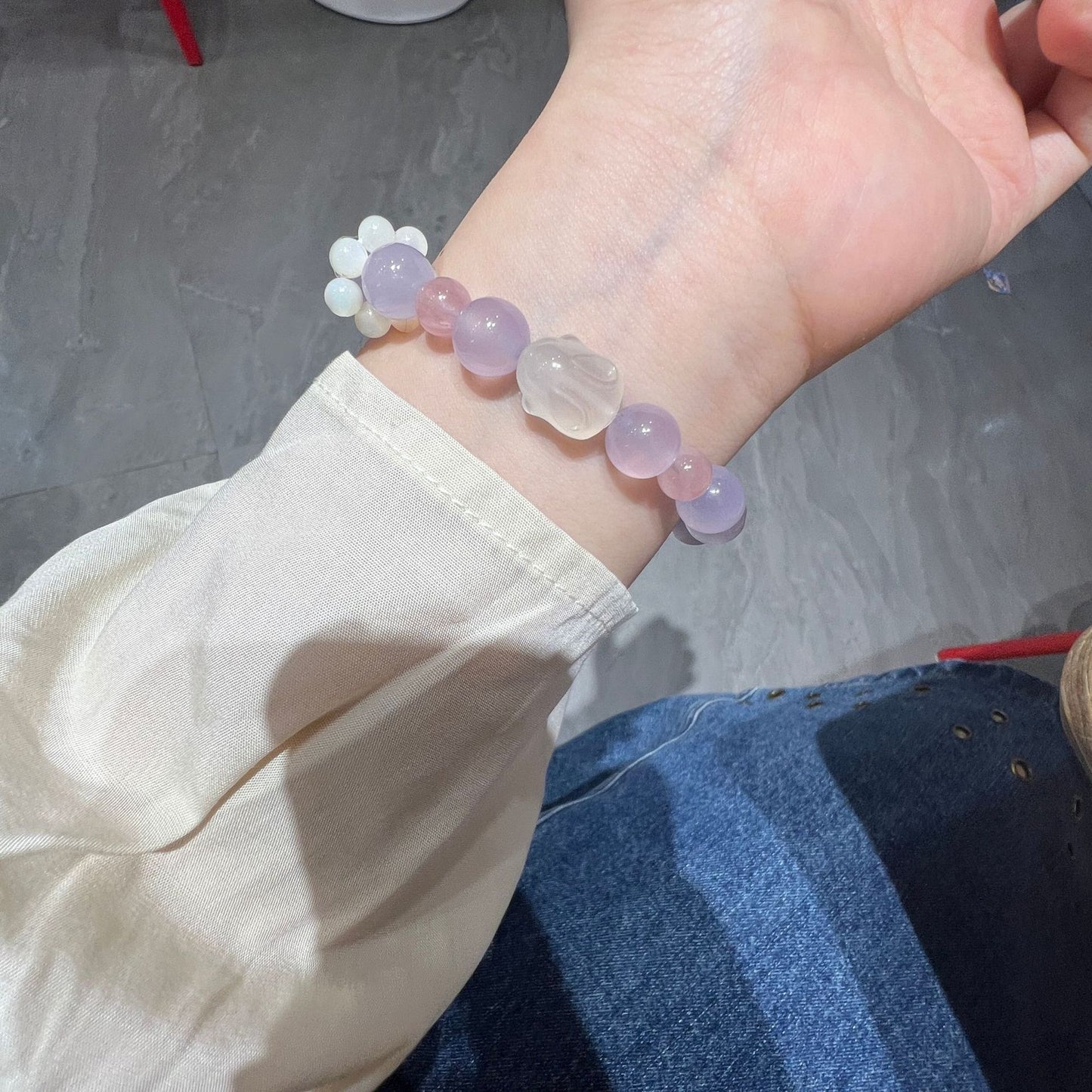 Violet chalcedony lychee frozen agate bracelet bracelet jewelry