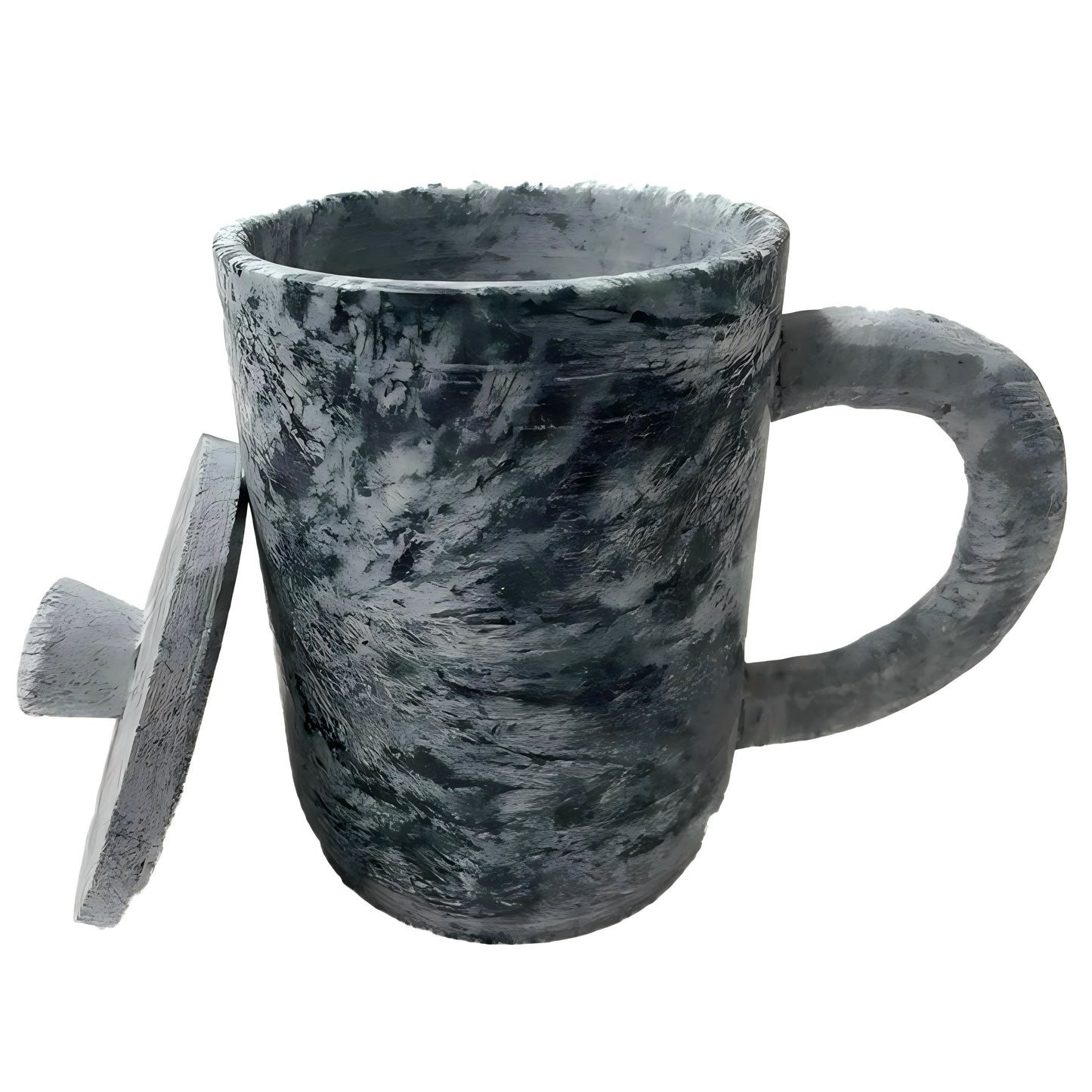 Motuo soapstone water cup stone pot water cup stone cup with lid and handle 400ml straight hair