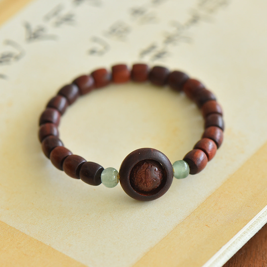 Natural lobular red sandalwood bracelet, couple bracelet, women's hand jewelry, natural jade top bead bracelet.