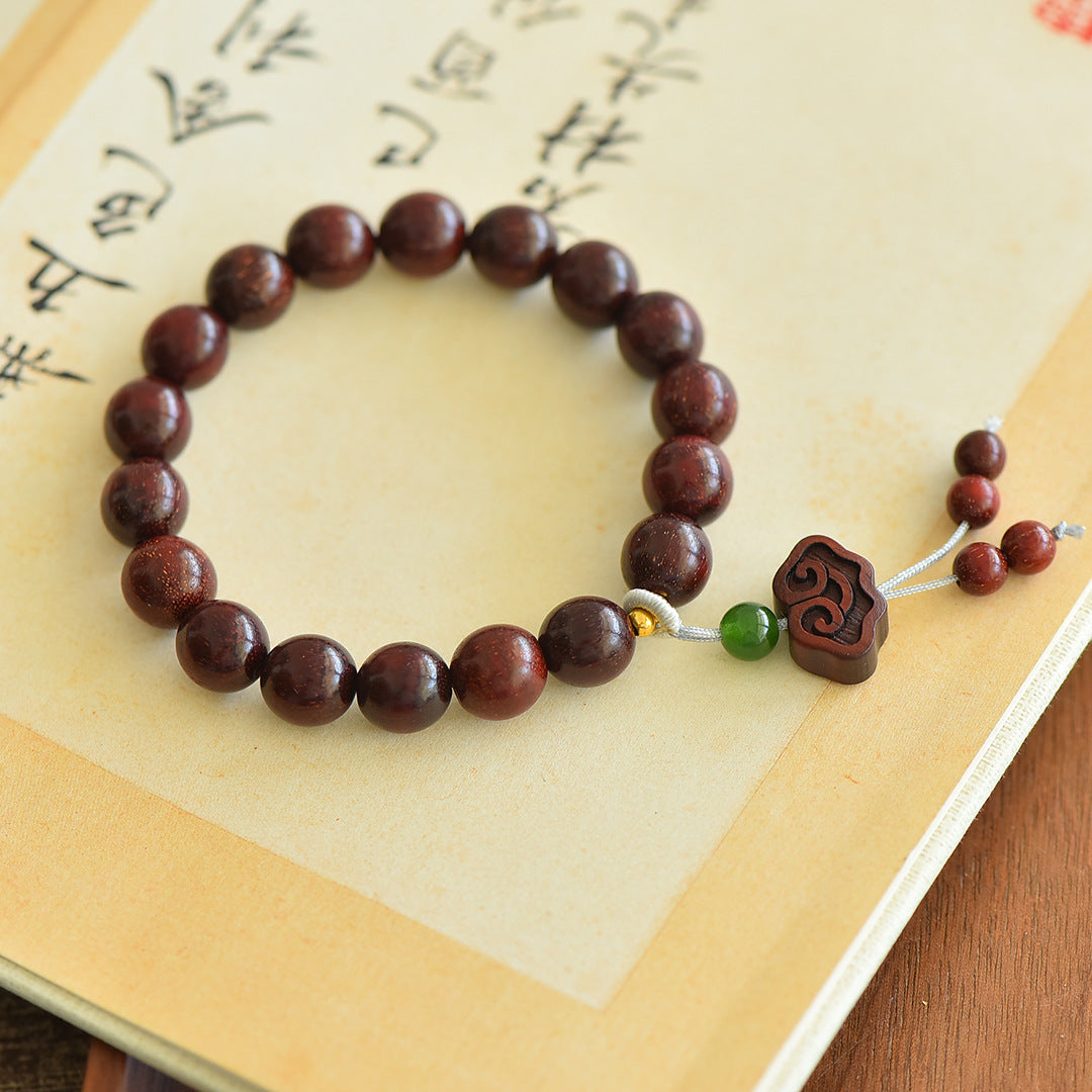 Natural lobular red sandalwood bracelet, couple bracelet, women's hand jewelry, natural jade top bead bracelet.