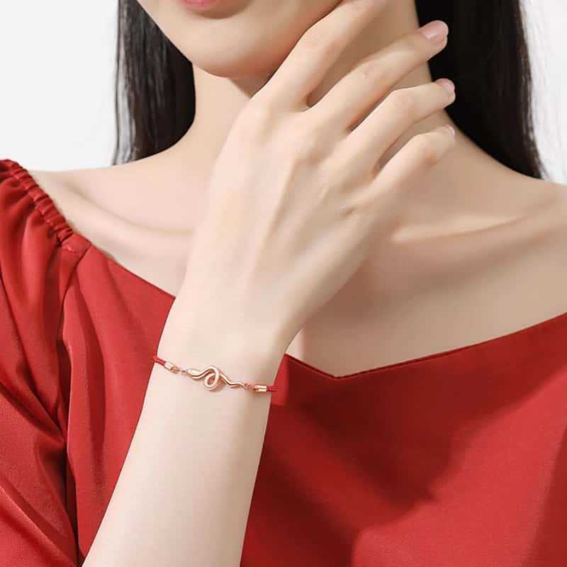 Taoist 2025 Year of the Snake Birthday Year Red Rope Bracelet Women's Zodiac Snake Weaving Red Hand Rope Good Luck Birthday Gift