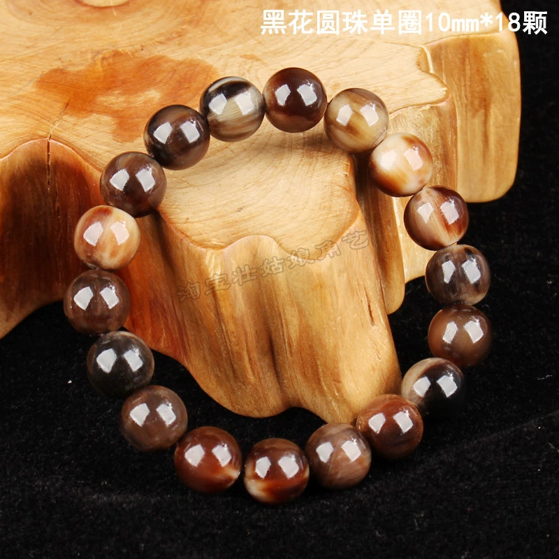 Natural white yak horn bracelet men's and women's couple bracelet Wenwan Tibetan rosary bucket beads round beads ethnic style jewelry