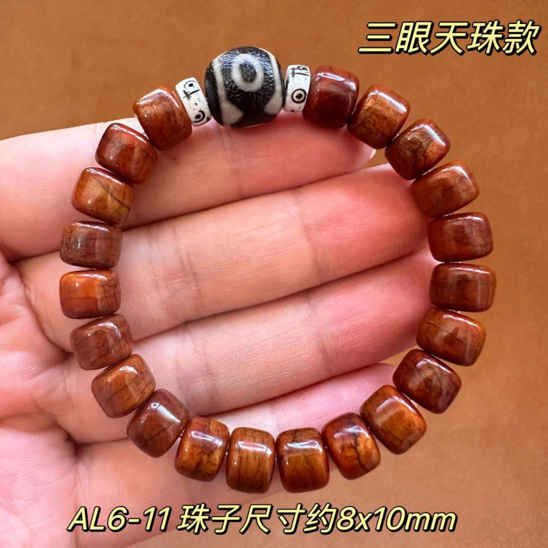 Tibetan natural ox bone bracelet, old yak bone bracelet, barrel bead, bone Buddhist beads