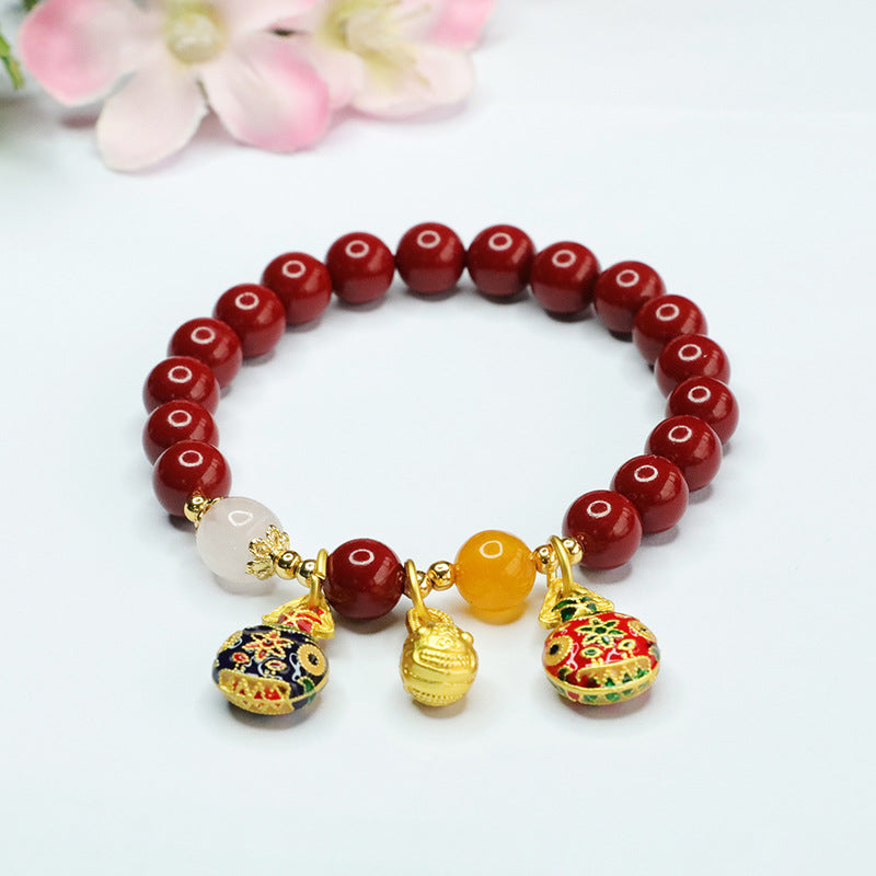 Taoist cinnabar bracelet, purple gold sand gold swallowing beast bracelet, court style jewelry.