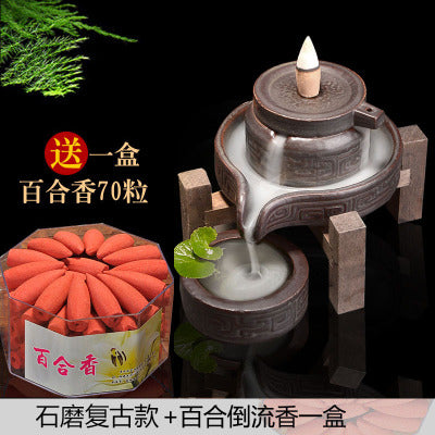 Time goes by, backflow incense burner household stone grinding Zen large tea ceremony household indoor sandalwood incense burner creative ornament