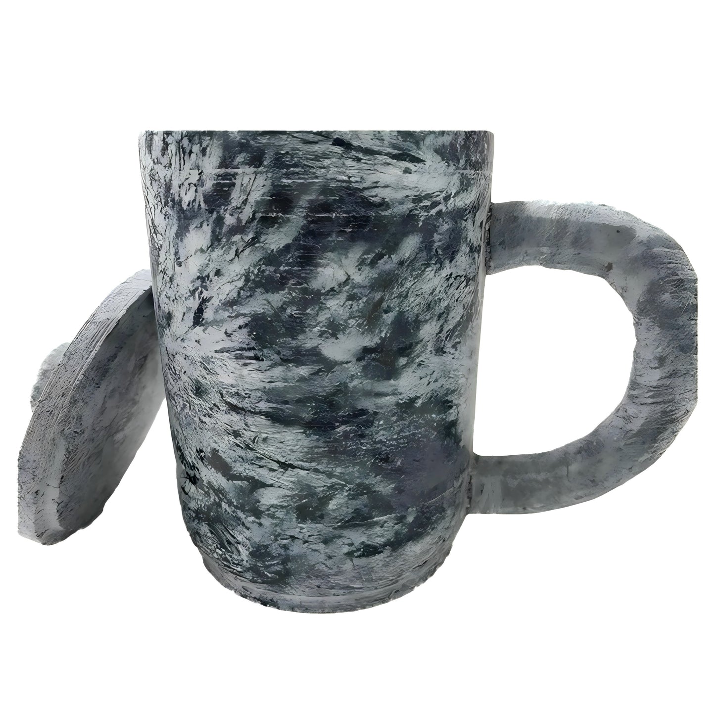 Motuo soapstone water cup stone pot water cup stone cup with lid and handle 400ml straight hair