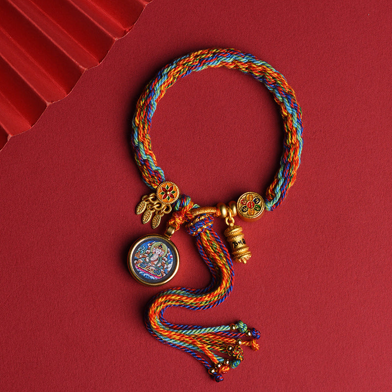 Tibetan Thangka Eight Guardian Gods Wu Ye Manjushri Tibetan Thangka Hand Rope Female Zakiram Bracelet Male Gift