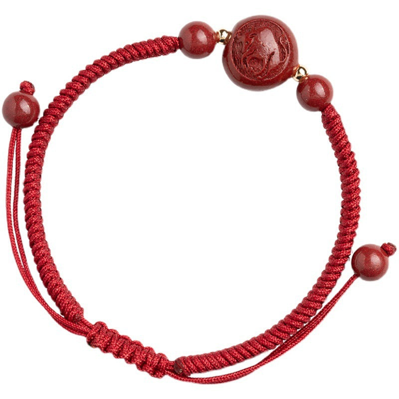 Taoist 2025 new zodiac red rope bracelet men's and women's woven hand rope men's cinnabar bracelet Year of the Snake