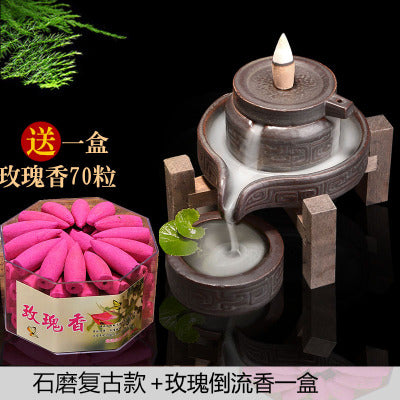 Time goes by, backflow incense burner household stone grinding Zen large tea ceremony household indoor sandalwood incense burner creative ornament