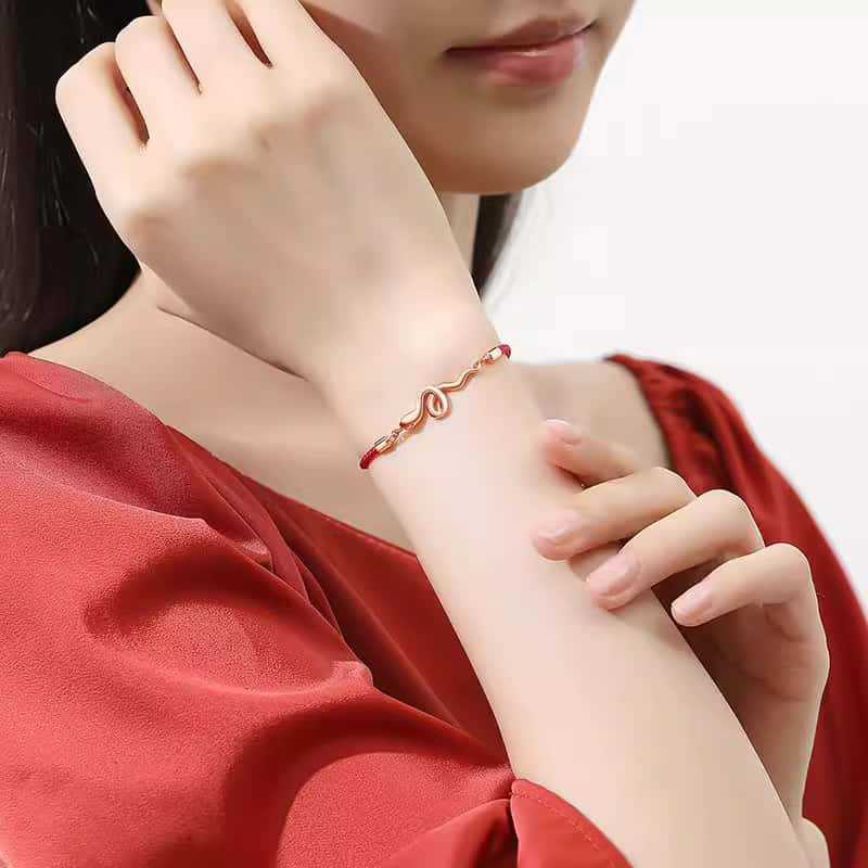 Taoist 2025 Year of the Snake Birthday Year Red Rope Bracelet Women's Zodiac Snake Weaving Red Hand Rope Good Luck Birthday Gift