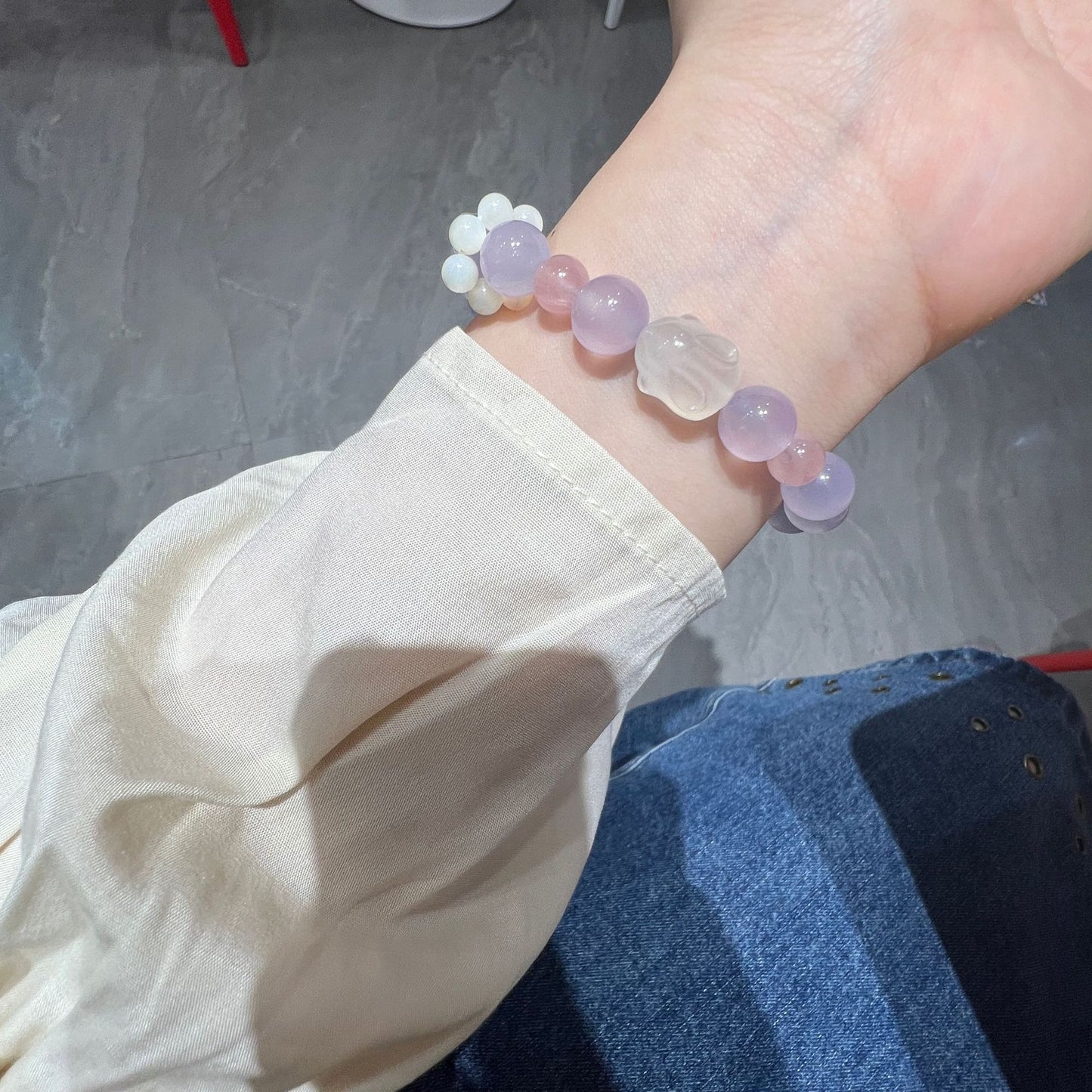 Violet chalcedony lychee frozen agate bracelet bracelet jewelry