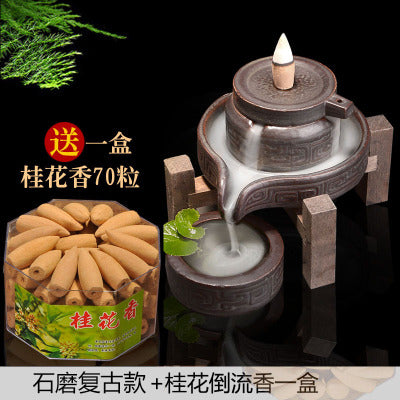 Time goes by, backflow incense burner household stone grinding Zen large tea ceremony household indoor sandalwood incense burner creative ornament