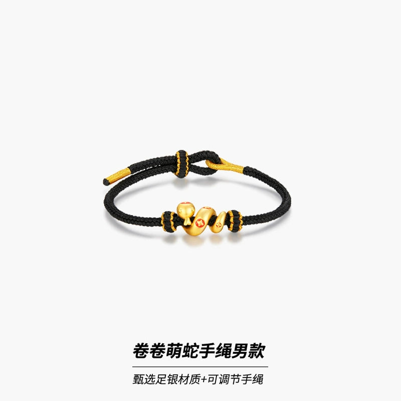 Taoist 2025 New Year of the Snake Roll Snake Bracelet Red Rope Zodiac Snake Braided Hand Rope Couple Natal Year Gift Accessories