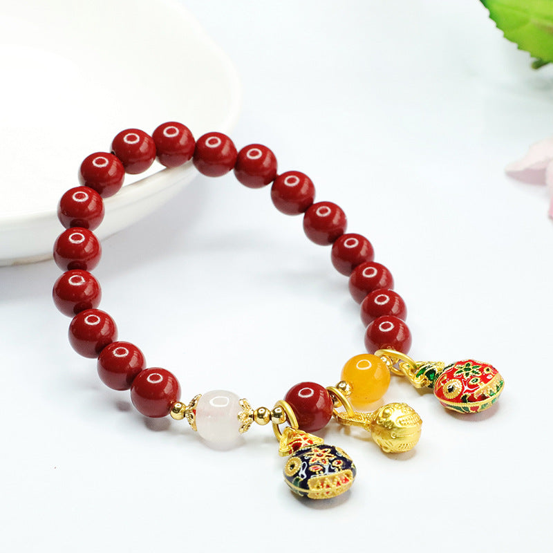 Taoist cinnabar bracelet, purple gold sand gold swallowing beast bracelet, court style jewelry.