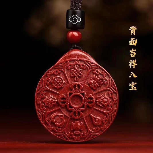 Taoist cinnabar pendant, Jiugong gossip women's model, natal year necklace, women's six-character mantra transfer bead pendant, men's wholesale