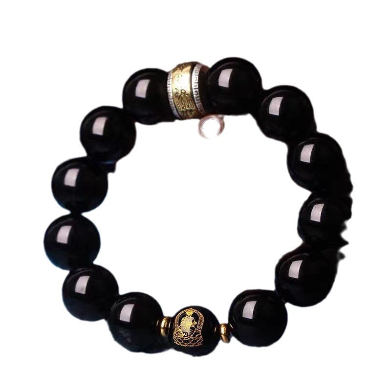 Obsidian Zodiac Ethnic Wind Rat Cow Tiger Rabbit Snake Horse Goat Monkey Chicken Dog Pig Bracelet