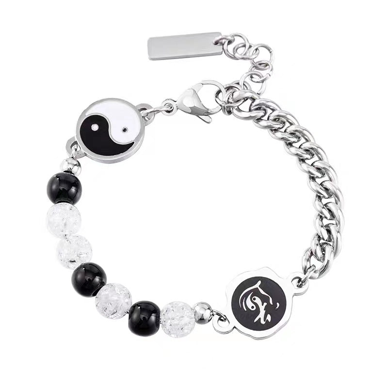 Taoist accessories Taoist amulet titanium steel bracelet gossip Taiji yin and yang bracelet for men and women