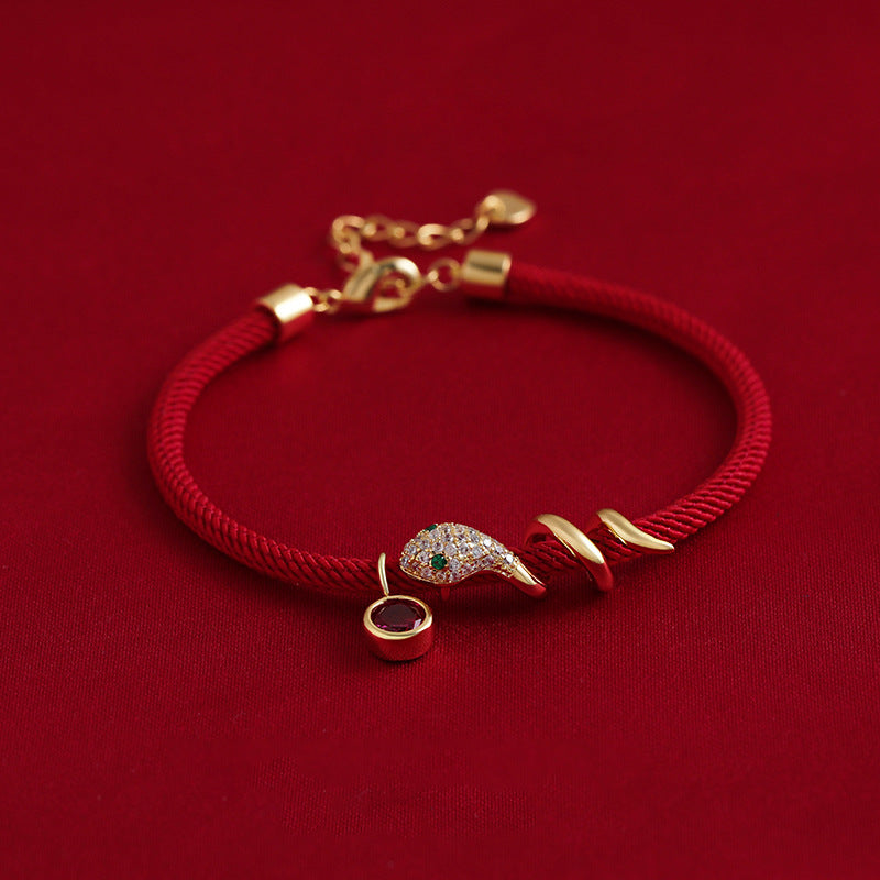 Taoist electroplated zircon red rope snake winding bracelet new Chinese natal year hand rope fashion jewelry