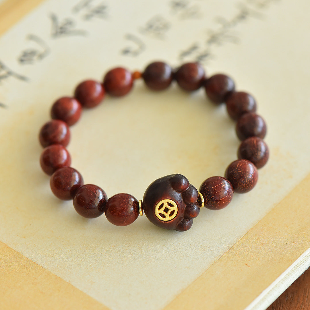 Natural lobular red sandalwood bracelet, couple bracelet, women's hand jewelry, natural jade top bead bracelet.