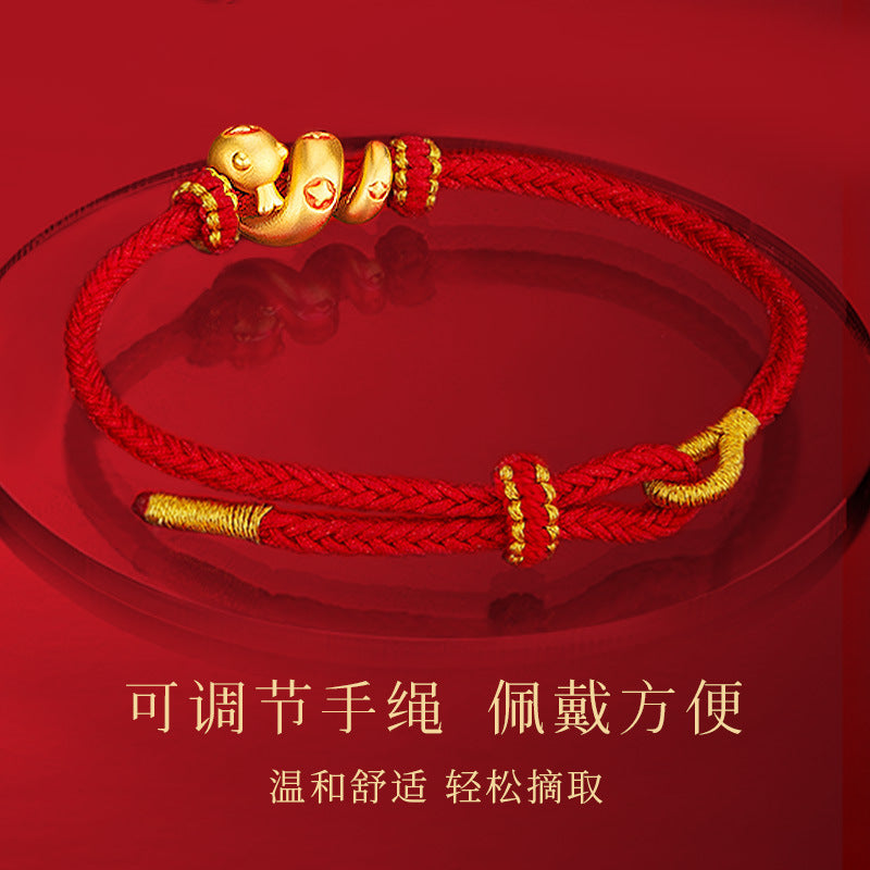 Taoist 2025 New Year of the Snake Roll Snake Bracelet Red Rope Zodiac Snake Braided Hand Rope Couple Natal Year Gift Accessories