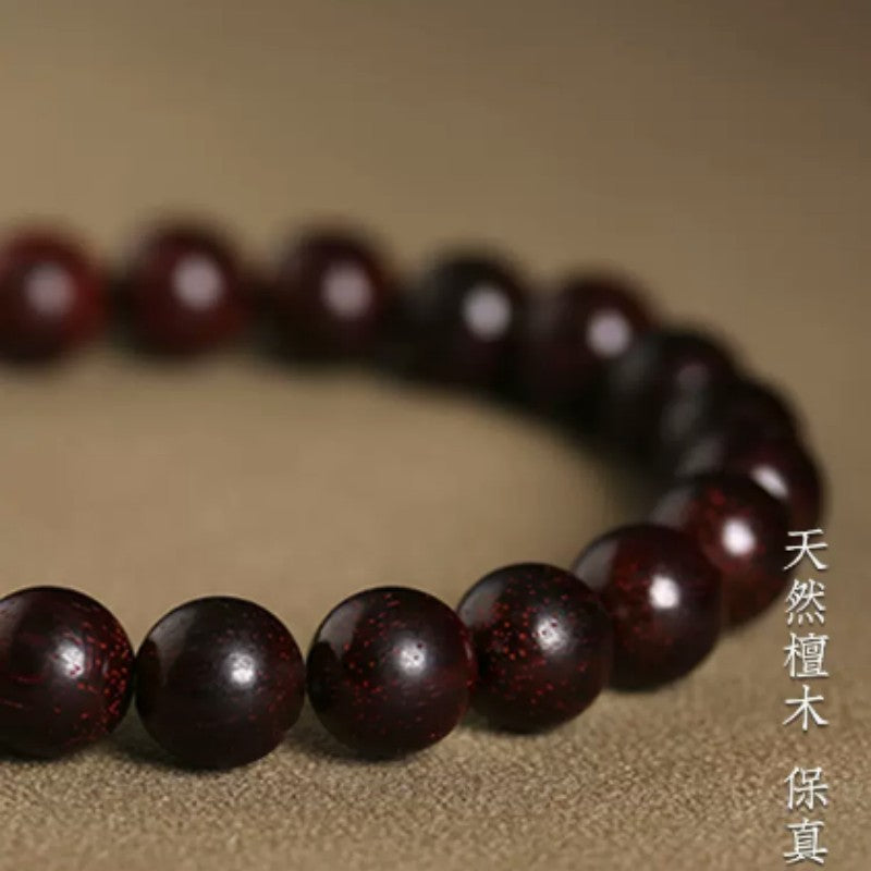 Natural lobular red sandalwood bracelet, couple bracelet, women's hand jewelry, natural jade top bead bracelet.