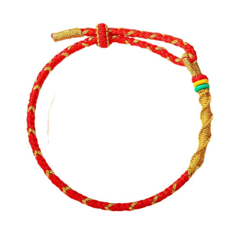 Taoist 2025 Year of the Snake Xiaolong Rope Dragon Boat Festival Colorful Rope Bracelet Handwoven Men's and Women's Couples Hand Rope Birthday Year Red Rope